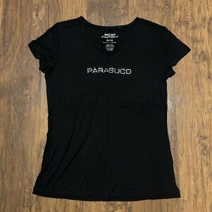 Parasuco black logo T shirt silky smooth viscose & spandex XL
